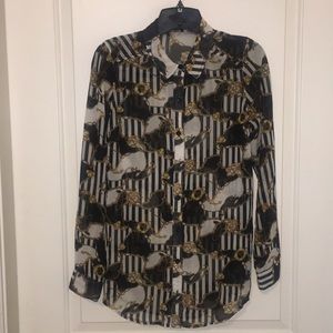Versace inspired button down blouse